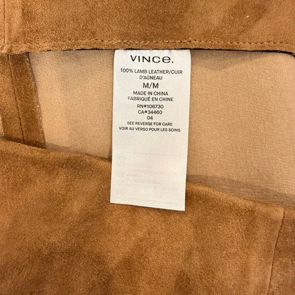Vince lambskin split hem brown suede pants size M